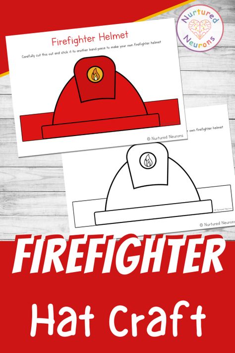 Simple Firefighter Hat Craft - Transport Role Play Printable - Nurtured Neurons Firefighter Hat Craft, Social Communication Skills, Firefighter Hat, Firefighter Crafts, Free Educational Printables, Role Play Areas, Literacy Games, Kids Cuts, Literacy Lessons