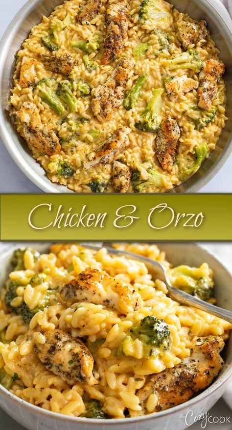 chicken and orzo with broccoli Pasta Dinner Recipes Easy, Orzo Salad Dressing, Cold Orzo Salad, Orzo Salad Recipes Cold, Orzo Salad With Chicken, Chicken Orzo Salad, One Pot Taco Pasta, Chicken And Orzo, Beef Pasta Recipes