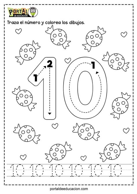 Number 10 Worksheet, Number Counting Activities, Counting Activities For Toddlers, Fall Preschool Worksheets, Game For Kindergarten, Coloring Worksheets For Kindergarten, Family Activities Preschool, Emotions Preschool, Worksheet For Kindergarten