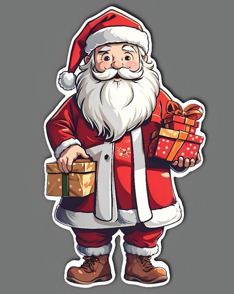 Santa Claus Full Body Drawing, Santa Claus Cute Drawing, Santa Claus Drawing Art, Christmas Santa Drawing, Christmas Santa Claus Drawing, Santa Claus Cartoon, Santa Claus Drawing, Santa Claus And Reindeer, Santa Claus Pictures