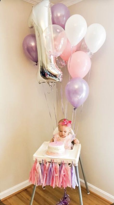 High Chair Decor, Birthday Chair, High Chair Decorations, First Birthday High Chair, First Birthday Balloons, Birthday High Chair, 1st Birthday Party For Girls, Chair Decor