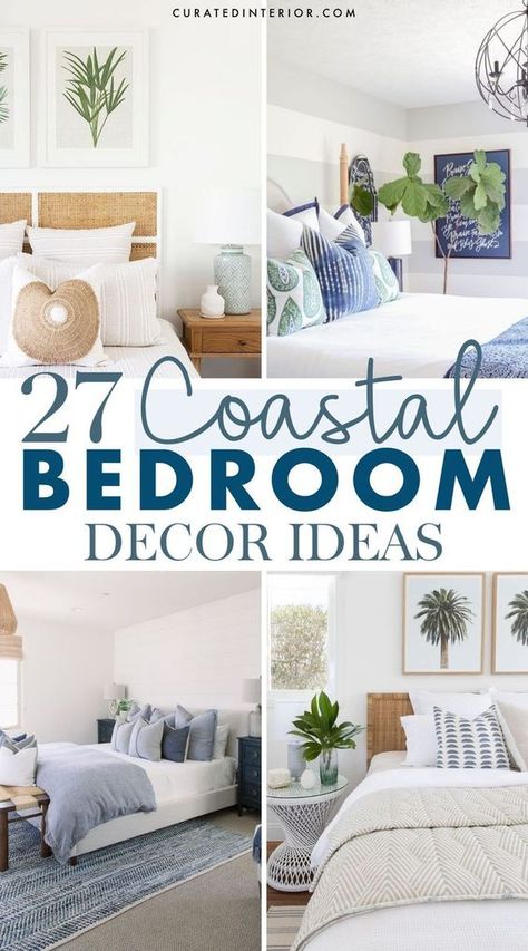 Bedroom Ideas Beach, Coastal Bedroom Decor, Coastal Bedroom Ideas, Modern Coastal Bedroom, Beachy Bedroom, Beach Themed Bedroom, Beach House Bedroom, Cottage Coastal, Beach Bedroom Decor