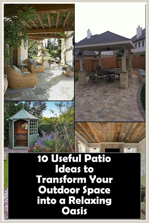 Discover 10 useful patio ideas that will transform your outdoor space into a relaxing oasis. From cozy seating arrangements to vibrant plant arrangements, these creative concepts will inspire you to enhance your patio. Whether you have a small balcony or a spacious backyard, our tips will help you create the perfect retreat for relaxation and entertaining. Elevate your outdoor experience with these innovative patio ideas today! Spacious Backyard, Plant Arrangements, Cozy Seating, Small Balcony, Patio Ideas, Seating Arrangements, Outdoor Space, Balcony, Oasis