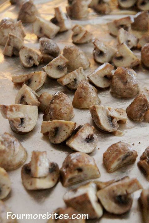 Easy Oven Roasted Mushrooms – Four More Bites Mushrooms In Oven, Baby Bella Mushroom Recipes, Roasted Baby Red Potatoes, Oven Roasted Mushrooms, Oven Roasted Sweet Potatoes, Baby Bella Mushrooms, Mushroom Benefits, Mushroom Recipe, Stuffed Portabella Mushrooms