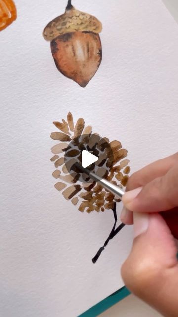 473 likes, 5 comments - by_the_lakeside on October 17, 2023: "Paint a pine cone with me! . . . . . . . #watercolor #autumnmood #autumncolours #watercolorart #watercolor_blog #watercolorartist #autumnvibes #inspiringwatercolors #modernwatercolors #modernbotanicals #botanicalillustration #fallvibes #illustratorsofinstagram #botanicalwatercolor #watercolor_gallery #illustrationNow #pumpkin #fallleaves #fallvibes #waterblog #processvideo #illustrationartist #tutorials #watercolordaily #falldeco How To Paint A Pinecone, How To Paint Pinecones, Watercolor Pinecones Tutorial, How To Paint Watercolor Pinecones, Pine Cone Watercolor Paintings, Pinecone Watercolor Paintings, Watercolor Porcupine, Pine Cone Watercolor, Pinecone Watercolor