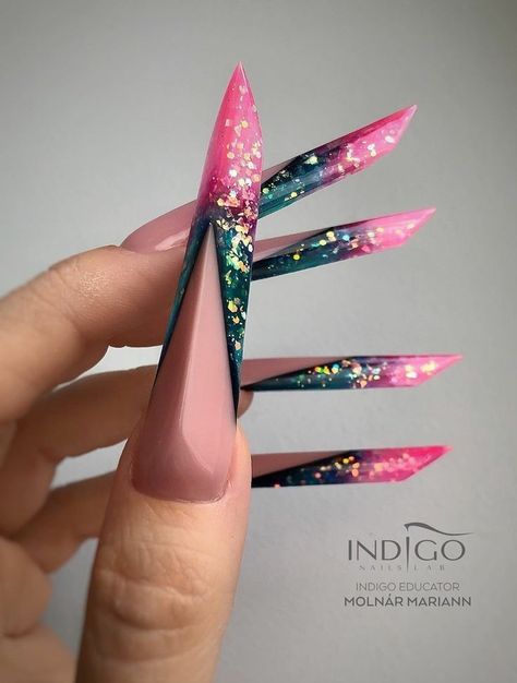 Edge Nail Designs, Extreme Nails, Nails After Acrylics, Secret Nails, Fake Nails Designs, Edge Nails, Fantasy Nails, Nail Designs Tutorial, Gel Acrylic Nails