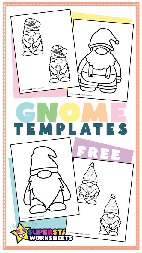 Christmas Applique Patterns Templates Free Printable Templates, Gonk Crafts For Kids, Gnome Stencil Free Printable, Gnome Templates Free Printable, Christmas Gnome Art Projects For Kids, Gonk Template, Free Craft Printables, Free Printable Gnome Pictures, Gnome Classroom Door Decoration