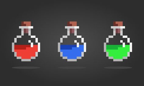 Pixel Art Potion Bottle, Pixel Potion Bottle, Key Pixel Art, Pixel Potion, Healing Potion, Poison Bottle, Art Items, Easy Pixel Art, Magic Potion