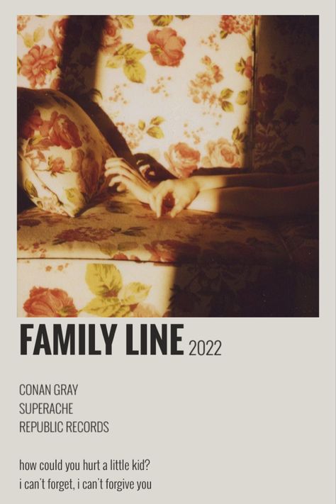 polaroid poster Conan Gray Family Line Poster, Song Posters Conan Gray, Song Vintage Posters, Conan Gray Polaroid Poster, Conan Gray Music Poster, Song Polaroid Posters Conan Gray, Song Artist Posters, Conan Gray Polaroid, Music Polaroid