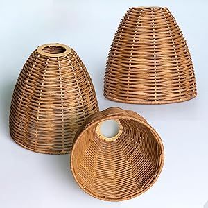 Wicker Lampshades Set of 3,Handwoven Barrel Small Lamp Shades for Vanity Table Lamp Floor Lamp Wall Sconces Pendant Water Hyacinth Lampshade, Mini Lamp Wicker, Whicker Lamp Shades, Wicker Lamp Shade, Grey Wicker Lamp Dhade, Rattan Lampshades Uk, Small Lamp Shades, Vanity Table, Lampshades