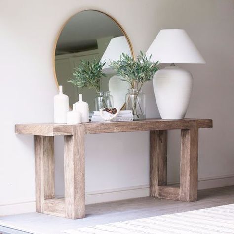 Ideas Recibidor, Marley Quotes, Reclaimed Wood Console Table, Console Table Styling, Wooden Console Table, Wooden Console, Soft Furnishings Cushions, Coastal Living Room, Home Entrance Decor