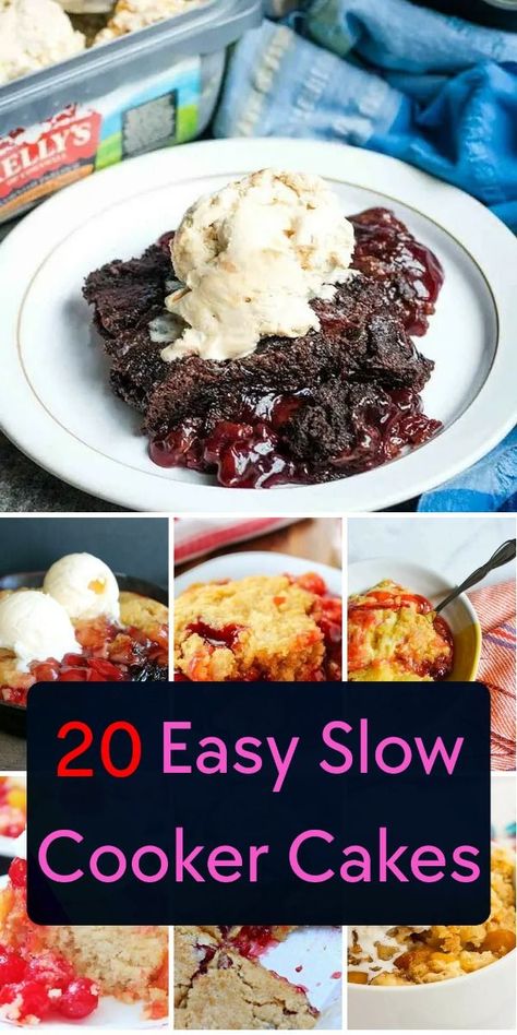 Indulge in the simplicity of slow cooker cakes! These 20 recipes require minimal effort, yet deliver on flavor and moisture. Perfect for busy days or special occasions. Enjoy this ideal slow cooker pasta dish. It is sure to impress friends. Crockpot Brownies Box Slow Cooker, Slow Cooker Desserts Easy, Slow Cooker Dump Cake, Crockpot Dump Cake, Crockpot Cakes, Slow Cooker Cake Recipes, Slow Cooker Dump, Slow Cooker Cake, Crockpot Cake