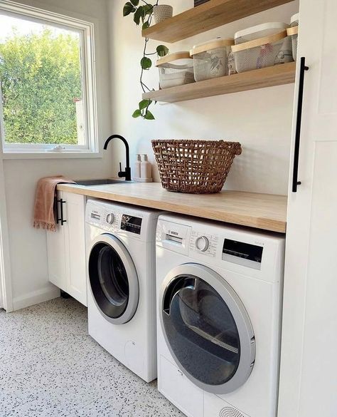 kaboodle kitchen on Instagram: “With a little consideration, even a small laundry space can be super-functional - although it should preferably be a room that can be…” Perfect Laundry Room, Laundry Room Decorating, Laundy Room, Laundry Room Organization Storage, Room Storage Diy, Dream Laundry Room, Laundry Room Layouts, Laundry Room Renovation, Laundry Room Remodel