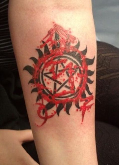 Angel sigil Angel Banishing Sigil, Banishing Sigil, Anti Possession Tattoo, Fandom Tattoos, Supernatural Tattoo, Fan Tattoo, Supernatural Imagines, Supernatural Memes, Odaiba