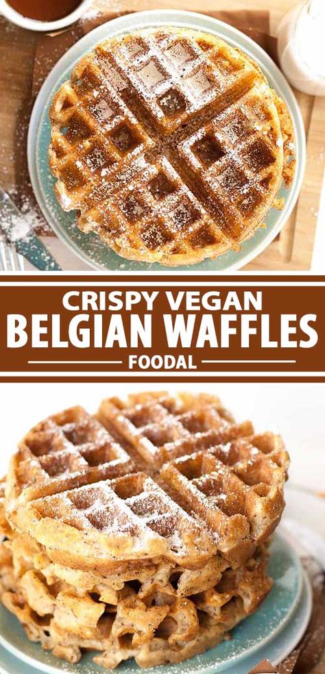 Vegan Belgian Waffle Recipe, Dairy Free Waffles, Belgian Waffles Recipe, Vegan Waffles, Vegan Breakfasts, Usa Food, Vegan Brunch, Waffle Recipe, Breakfast Waffles