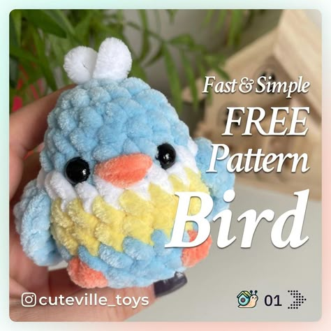 Alyona “CuteVille” | 🌟🐦 FREE Crochet Bird Pattern! 🐦🌟 🎉 Dive into a fun project with my FREE Crochet Bird Pattern! Perfect for both beginners and pros, this… | Instagram Crochet Bird, Crochet Bird Patterns, Easy Crochet Animals, Quick Crochet Patterns, Crochet Birds, Crochet Animals Free Patterns, Crochet Design Pattern, Beginner Crochet Projects, Bird Pattern