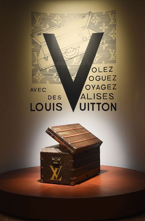 6 Louis Vuitton Facts Only Super-Fans Will Know  One of the first places we tend to see trends pick up speed is on Instagram and if youre like us youve probably already noticed quite a large number of posts coming out of New York about the latest must-see fashion exhibit. Titled Volez Voguez Voyagez its an ode to the brand behind the most instantly recognizable logo in fashion: Louis Vuittons LV.  But while the exhibit itself is not be missed the images of monogrammed trunks did inspire us to ta Paris Store, Phone Logo, Antique Trunk, Snacks For Work, New Paris, Dinners For Kids, Pop Up Store, Plan Your Trip, Free Kids