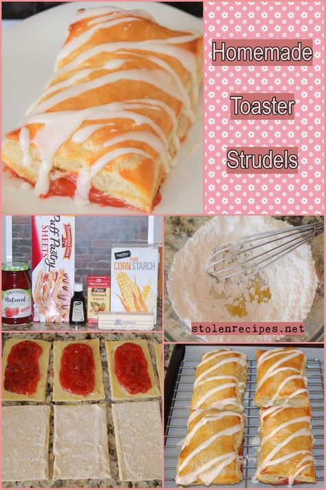 Toaster Strudel Recipe, Homemade Toaster Strudel, Homemade Icing, Toaster Strudel, Breakfast Tart, Pastries Recipes Dessert, Strudel Recipes, Berry Jam, Puff Pastry Sheets