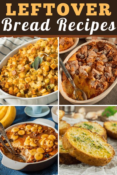 These tasty leftover bread recipes will give new life to your day-old loaf! From croutons to stuffing to bread pudding, you'll love these easy dishes. Leftover Bread Pudding, What To Make With Stale Bread, Leftover Sandwich Bread Recipes, Leftover Bread Recipes Breakfast, Leftover Rolls Recipes, What To Do With French Bread, What To Do With Bread Slices, Recipes With Leftover Bread, Stale Bread Recipes Dinner