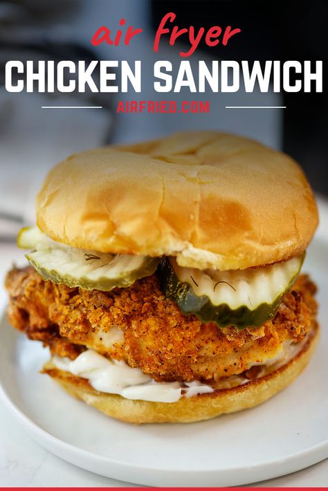 Aldi Red Bag Chicken In Air Fryer, Air Fryer Chicken Sandwich, Chicken Breast Sandwich Recipes, Fried Chicken Sandwiches, Chicken Breast Sandwich, Air Fryer Fried Chicken, Spicy Chicken Sandwiches, Breaded Chicken Breast, Buttermilk Chicken