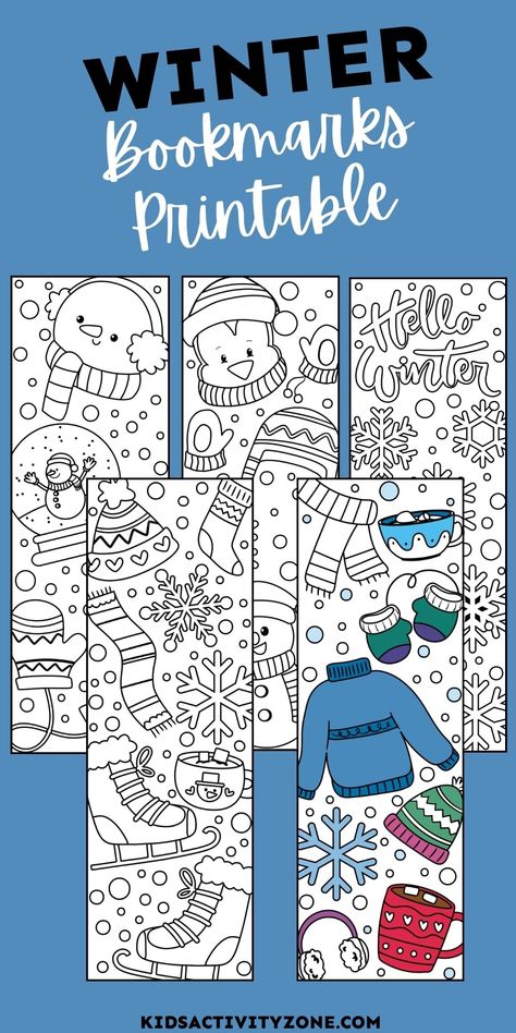 Check out these adorable and free Winter Bookmarks Printable! They're a fun and quiet activity for kids during the winter. Just print them, let the kids color them in, and they're all set for their reading adventures! Winter Bookmarks To Color, Free Coloring Bookmarks Printable, Winter Lacing Cards Printable Free, Bookmarks Coloring Free Printable, Winter Library Activities, Winter Bookmarks For Kids Free Printable, Free Bookmarks To Color, Winter Printables Free For Kids, Bookmarks To Print Free Printable