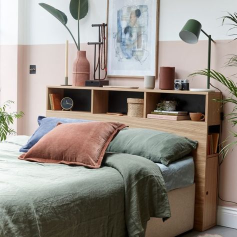 Bed Headboard Ideas, Bed Headboard Storage, Diy Bed Headboard, Ny Apartment, Headboard With Shelves, Bed Headboard Design, Storage Headboard, Box Bedroom, Girls Rooms