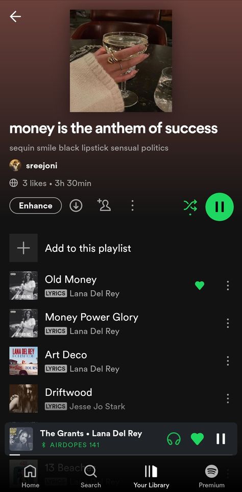 https://open.spotify.com/playlist/7pg4cc0Sx3tdedJqVWzfF9?si=F19yclvpRh6uPUI9oVMkkQ Lana Del Rey Lipstick, Beach Lyrics, Money Lyrics, Money Power Glory, Lana Del Rey Art, Black Lipstick, Life Support, Old Money, Lana Del Rey