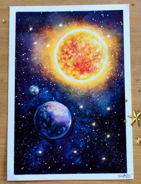 Painting Space Galaxy, Painting Ideas Space, Planet Painting Easy, Galaxy Art Painting, Universe Painting, Imagination Illustration, Space Art Projects, Galaxy Drawings, Planet Painting