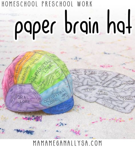 Brain Hats Printable, Make A Brain Model, Brain Homeschool Activities, Brain Cap Printable, Brain Kindergarten Activities, Brain Hat Printable Free, Brain School Project Ideas, Ap Psych Brain Project, Cauliflower Brain Model