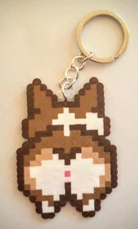 Cute Peler Beads Ideas, Cute Beads Ideas, Perler Bead Corgi, Mini Fuse Beads, Fuse Bead Patterns Cute, Mini Beads Ideas, Peral Beads Idea, Parlor Beads Ideas, Pixel Beads Ideas