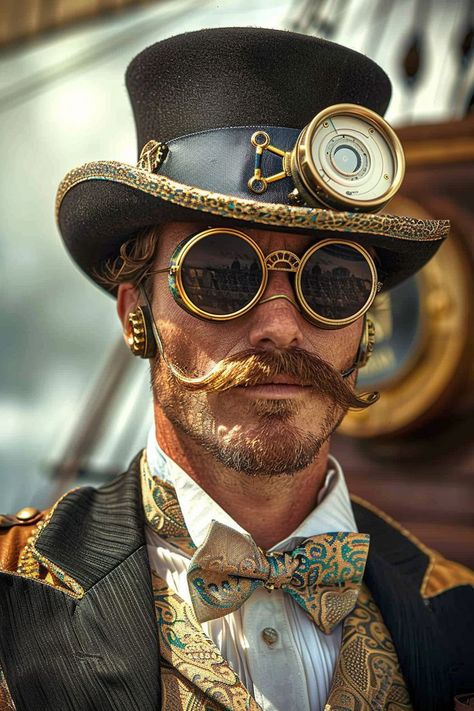 Steampunk Hats Mens, Steampunk Outfit Men, Steampunk Circus, Male Steampunk, Punk Costume, Steampunk Character, Steampunk Man, Steampunk Illustration, Steampunk Items