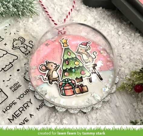 Tammy shared how she created these fun and easy shaker ornaments over on the blog! Lawn Fawn Christmas, Shaker Ornaments, Tree Trimming Party, Lawn Fawn Blog, Washi Tape Cards, Paper Christmas Ornaments, Lawn Fawn Stamps, Lawn Fawn Cards, Holiday Messages