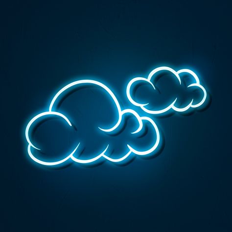 Blue neon clouds sticker overlay design resource  | premium image by rawpixel.com / NingZk V. Night Sky Rain, Sticker Overlay, Sky Rain, Rain Blue, Blue Neon, Neon Sign, Night Sky, Neon, Tumblr