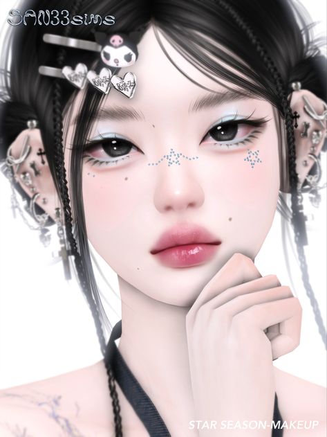 【333】Star Season-makeup bag. | Patreon Mod Makeup, Sims 4 Cc Eyes, Y2k Makeup, The Sims 4 Skin, Makeup Cc, Sims 4 Anime, Pelo Sims, Sims 4 Cc Makeup, Sims 4 Cc Skin