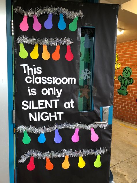 Music Classroom Christmas Door, This Class Is Only Silent At Night Door, This Class Is Only Silent At Night, Holiday Classroom Doors, Classroom Door Decorating, Door Decorations Classroom Christmas, Classroom Christmas Decorations, Christmas Door Decorating Contest, Christmas Classroom Door