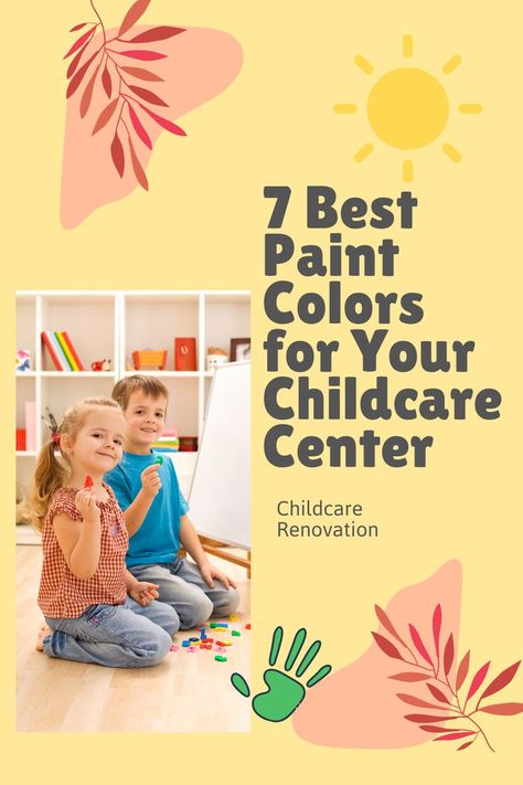 You want your childcare centre to be a calm yet energetic place for your charges to enjoy. The colours you choose for your business influence how your childcare centre is represented. The following are some best paint colour ideas for you to inspire for both the interior and exterior of your childcare centre. Daycare Room Paint Colors, Daycare Wall Colors, Nursery Room Displays Childcare, Paint Colors For Daycare Walls, Preschool Classroom Color Scheme Ideas, Preschool Classroom Wall Paint Colors, Daycare Paint Colors Wall, Daycare Colors Schemes, Daycare Wall Painting Ideas