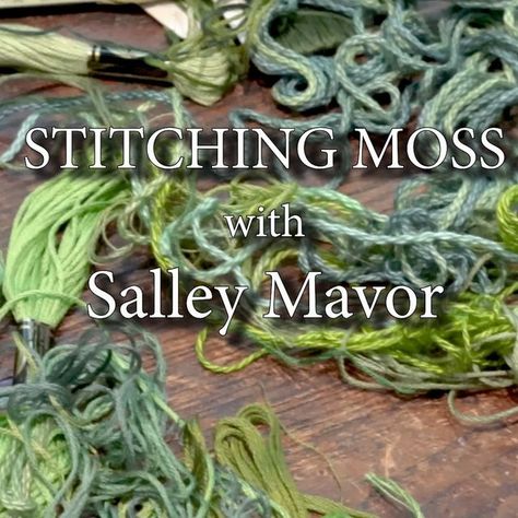 How To Make Moss, Moss Embroidery Tutorial, Diy Textiles Projects, Moss Embroidery, Crochet Moss, Salley Mavor, Spring Scene, Textile Art Embroidery, Textiles Projects