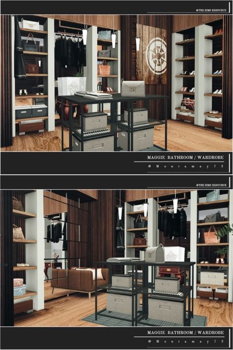 Sims Dressing Room, Sims 4 Cc Walk In Wardrobe, Dresser Cc Sims 4, Sims 4 Wardrobe Furniture, Sims 4 Cc Luxe Furniture, Sims Closet Cc, The Sims 4 Cc Designer Clothes, The Sims Resource Clutter, Sims 4 Dressing Room Cc