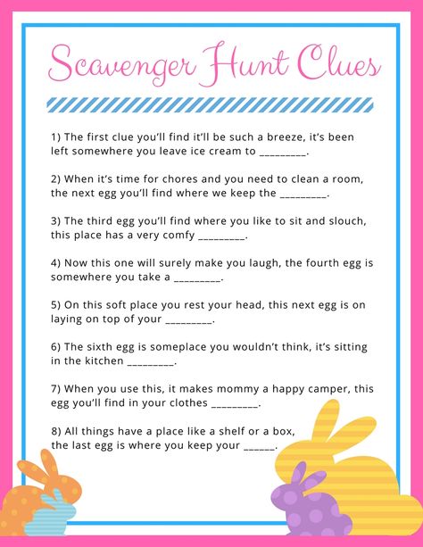 Indoor Easter Egg Scavenger Hunt, Easter Scavenger Hunt Clues For Adults, Easter Basket Scavenger Hunt For Teens, Teen Easter Scavenger Hunt Clues, Easter Scavenger Hunt Clues For Older Kids, Easter Hunt For Teens, Easter Scavenger Hunt For Adults, Easter Scavenger Hunt For Teens, Easter Scavenger Hunt Ideas