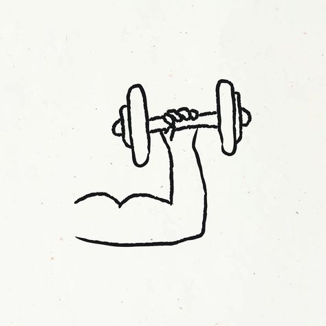 Lifting a dumbbell doodle style vector | free image by rawpixel.com / marinemynt Gym Doodle Art, Gym Doodles, Tiger Attitude, Tiger Quotes, Gym Cake, Doodle Journal, Planner Doodles, Doodle Paint, Tiger Illustration