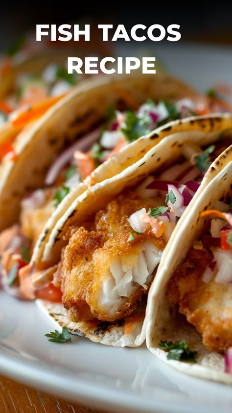 Looking to try something new for dinner tonight? Check out this delicious fish taco recipe that's both easy and healthy. These fish tacos are the perfect combination of flavorful and nutritious, making them a great option for a weeknight meal or weekend gathering. With simple ingredients and easy-to-follow steps, you can whip up these tasty fish tacos in no time. Give this recipe a try and impress your family with a fresh twist on taco night! Oven Fish Tacos, Deep Fried Fish Tacos, Crappie Fish Tacos, Flounder Fish Tacos, How To Make Fish Tacos, Tilapia Fish Tacos Recipes, Best Fish Tacos Recipe, Fried Tilapia Tacos, Fish Taco Recipe Easy