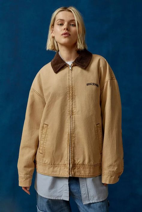 The 7 It Coats Destined to Sell Out Before Winter Arrives | Who What Wear UK Workwear Jacket Women, Work Jackets Women, Canvas Jacket Outfit, Tan Jacket Outfit, Goblincore Style, Japanese Americana, Men's Workwear, Jacket Corduroy, Trendy Coat