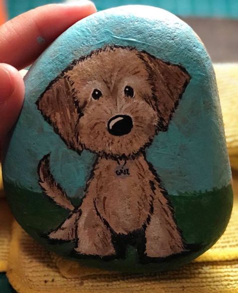 Rock Painting Dogs Easy, Stone Painting Dog, Dogs Painted On Rocks, Dog Rocks Painting, Dog Painted Rocks Ideas, Dog Painted Rocks, Rock Painting Dogs, Dog Rock Painting, Rock Painting Tutorial