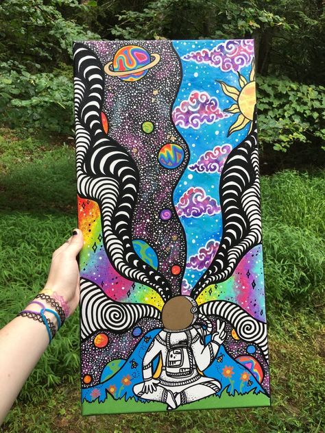 Paint Ideas Canvas, Trippy Drawings, Psychadelic Art, Trippy Painting, Hippie Painting, Cute Canvas Paintings, Sharpie Art, Canvas Drawings, Painting Ideas On Canvas