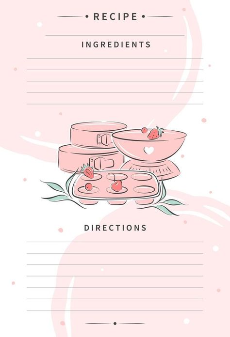 Clean pages of the cookbook are decorated kitchen tools. Recipe card template for cooking notes. Vector illustration. Recipe Planner Template, Cooking Template, Recipe Card Design, Bakery Quotes, Cartoon Recipe, Recipe Template Printable, Decorated Kitchen, Recipe Book Design, Recipe Card Template