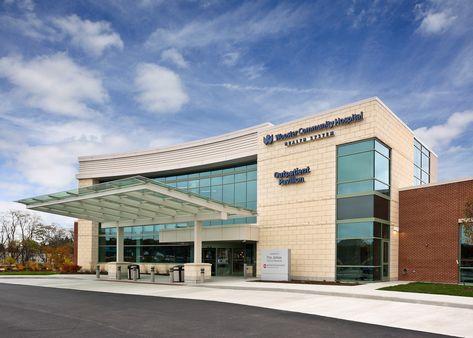 #WoosterCommunityHospital - Outpatient Pavilion | Hasenstab Architects Community Hospital Architecture, Outpatient Clinic Design, Hospital Entrance Design, Health Center Architecture, Health Center Design, Hospital Exterior, Hospital Entrance, Hospital Design Architecture, Hospital Building