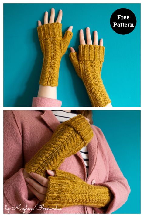 Vireo Cabled Fingerless Mitts Free Knitting Pattern Cable Fingerless Gloves Pattern Free Knitting, Cable Fingerless Gloves, Fingerless Gloves Pattern, Gloves Pattern, Fingerless Mitts, Wrist Warmers, Free Knitting Pattern, Knit Pattern, Free Knitting