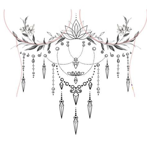 Breast Lift Tattoo Cover Up, Chandelier Sternum Tattoo, Under Breast Tattoos For Women, Sternum Tattoo Design Unique, Chest Tattoo Designs Female, Chest Tattoo Female Upper, Tattoo Under Breast, Corset Tattoo, Ankle Band Tattoo