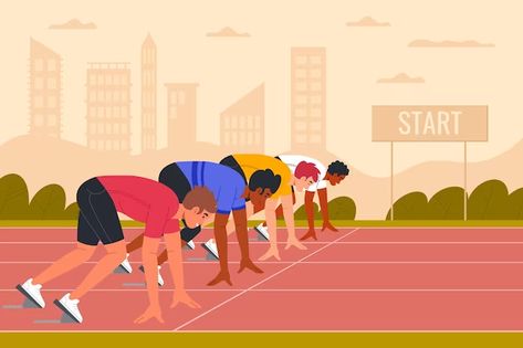 Running Illustration, File Decoration, Running Competition, School Illustration, Running Race, Running Track, Starting Line, Event Poster Design, Steps Design