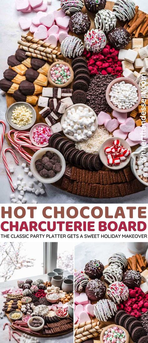 A Hot Chocolate Charcuterie Board makes it easy for your holiday guests to make their own rich and delicious drink recipe. Hot Chocolate Charcuterie Board, Hot Chocolate Charcuterie, Chocolate Charcuterie Board, Chocolate Charcuterie, Hot Chocolate Desserts, Christmas Hot Chocolate Bar, Classic Hot Chocolate, Diy Hot Chocolate, Charcuterie Inspiration